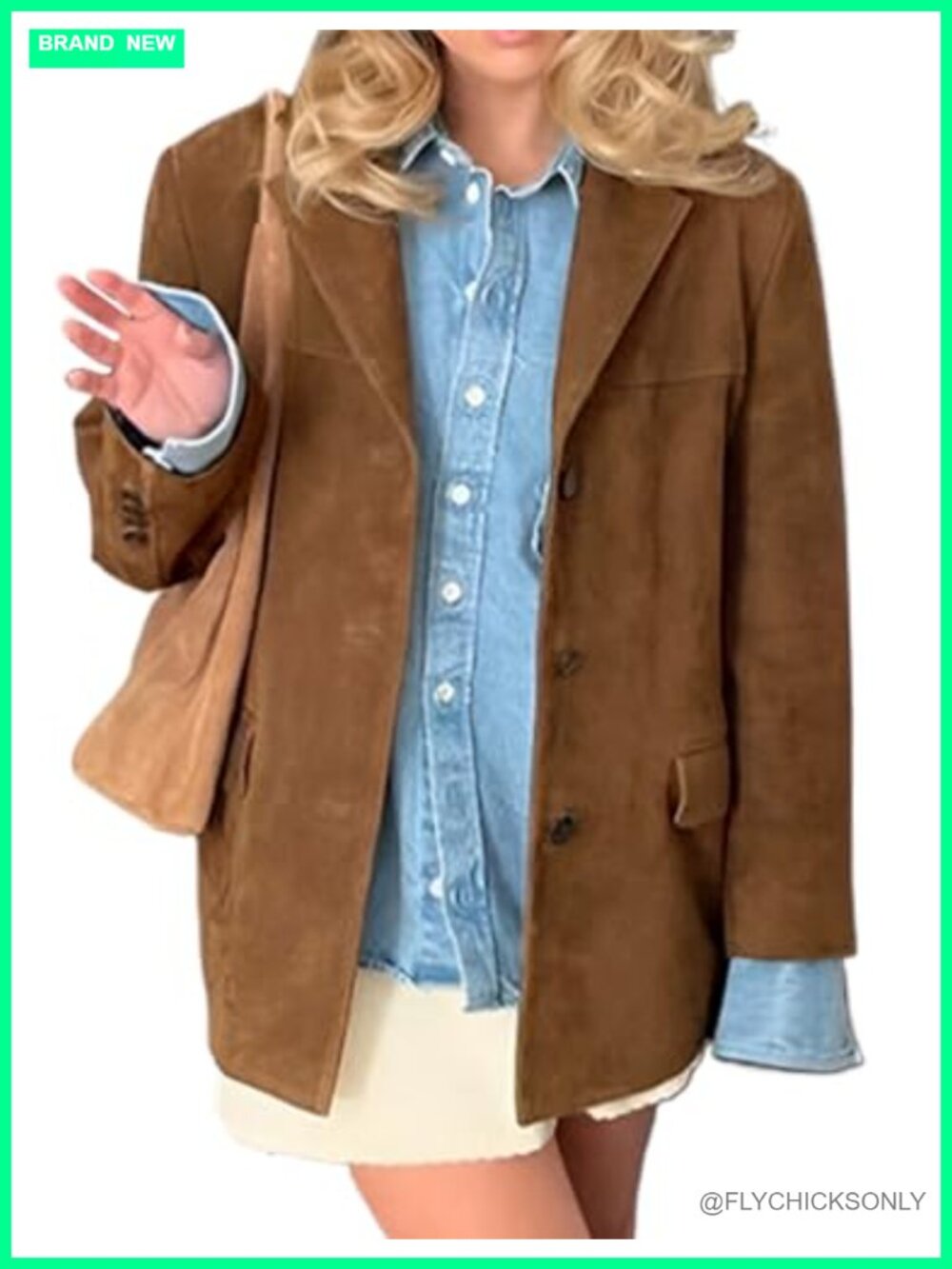 Oversized Faux Leather Blazer Jacket Mid-Thigh Trench Coat
